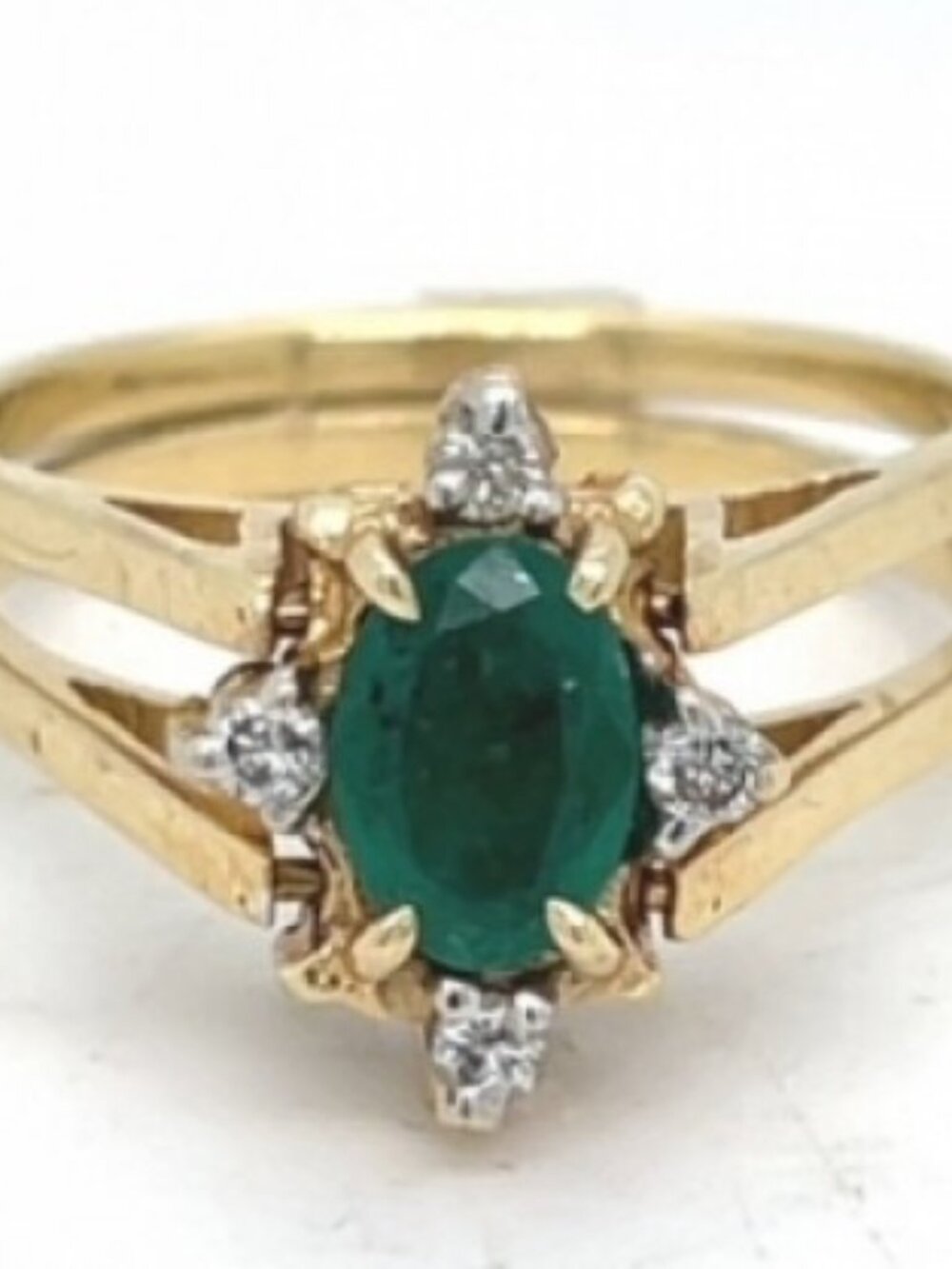 14k Emerald double-sided ring features two ring designs in one Engagement Ring